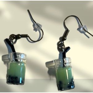 green boba earrings